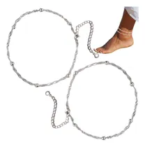 Comprar Pulsera De Tobillo De 2 Piezas Pulsera De Tobillo Plateada