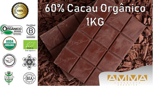 Chocolate Funcional Orgânico 60% Cacau Amma - 1kg - Barra