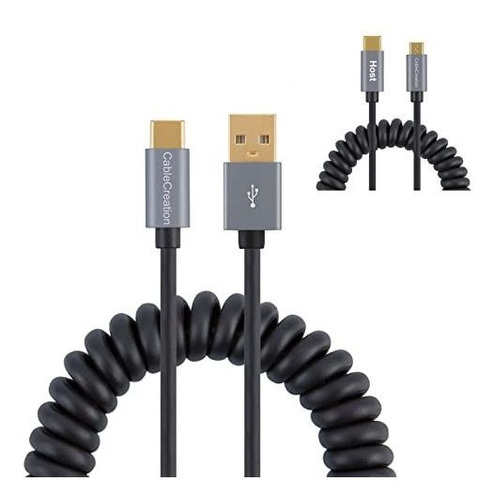 Cable Usb A A Usb C Enrollado Con 3a De Carga Rápida