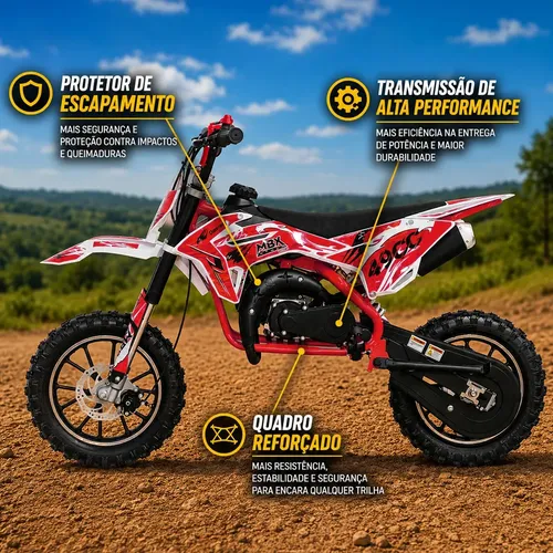 Mini Moto Cross Infantil MBX DB715 49cc Cor Vermelha 2 Tempos