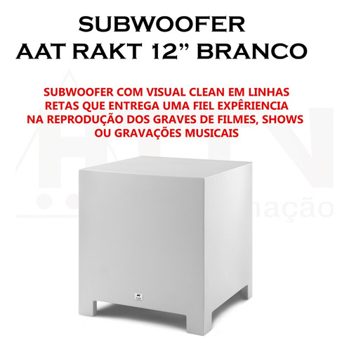 Subwoofer Ativo Aat Rakt Cube 12 / 600w Branco + Brinde