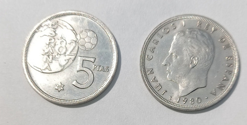 5 Pesetas 1982 Spain Coin World Cup, Start 80 Juan Carlos I 