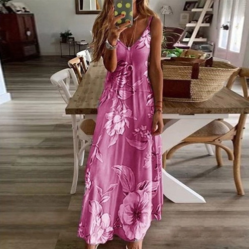 Pink Xl Vestido Largo De Playa De Verano Para Mujer | Cuotas sin interés