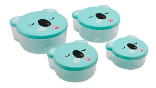 Set 4 Pcs Topper Recipiente Osito Kawaii Box Lunch 1395