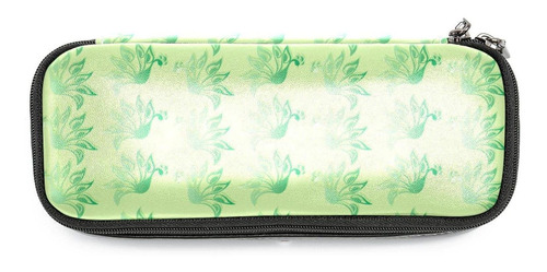 Estuche Para Lapiz Cuero Pu Patron Pavo Real Verde