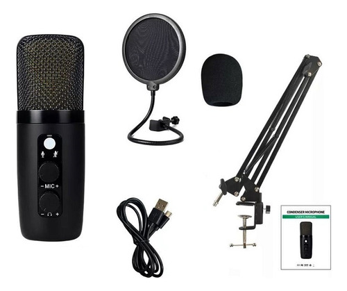 Kit De Micrófono Condensador Profesional Bm-501 Usb Para Pc Color Negro
