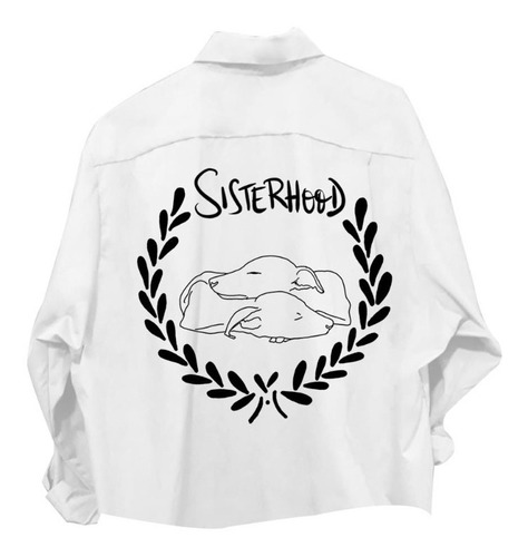 Camisa Estampada Oversize Crop- Sisterhood- Babe