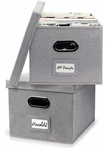 Aesthetic File Box Organizer Set De 2 - Archivador De Lino P