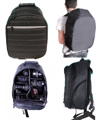 Mochila Fotográfica Kirby Large Con Capa Para Lluvia + Envío