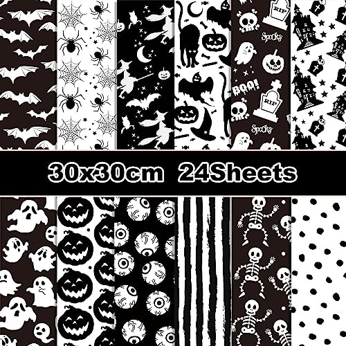 12-inch Halloween Pattern Cardstock, 24 Sheets Scrapboo...