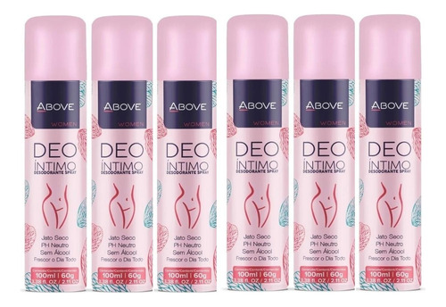 Kit 6 Desodorantes Íntimo Feminino Spray Above Sem Alcool