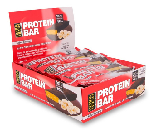 Barras Proteicas Protein Bar Ultra Tech Caja X 12 Barras En Sabores Banana Chocolate O Frutilla  