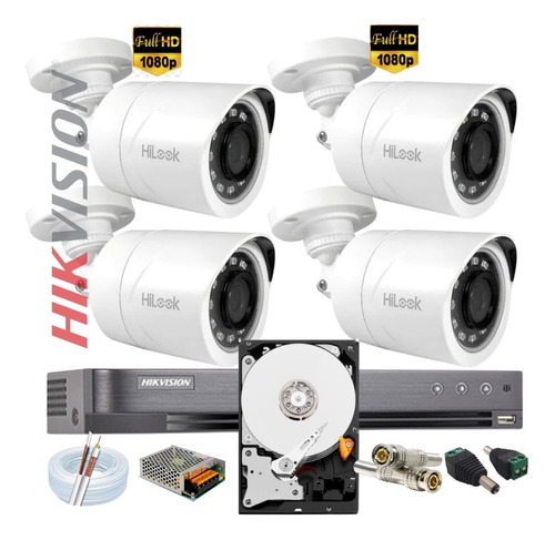 Kit Hikvision 4 Cam Full Hd 2.8mm Dvr 4c Turbohd C/hd 500gb