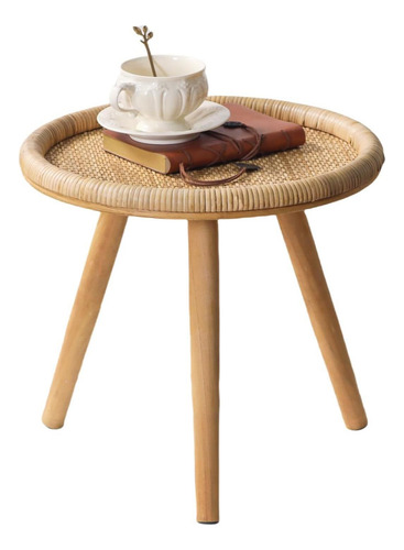 Mesa De Café Redonda De Huidao Rattan, Mesa Lateral Del Boho