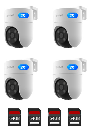 Combo X4 Ezviz H8c 2k+ 4mp Wifi Exterior 360º + Memoria 64gb