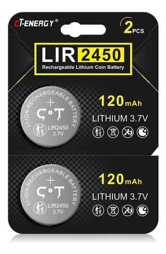 2 Baterias Cr2450 Recargables De Boton Lir2450 3.7v
