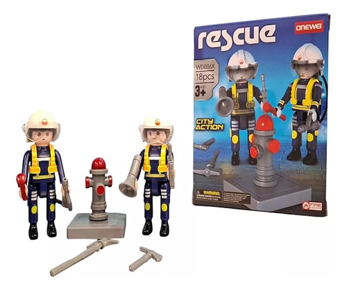 Set 2 Bomberos Rescue City Action Compatible Play Mobil 18pz
