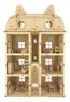 Comprar Casa Casita Mini Mansion Gatito Con 46 Muebles Fibrofacil
