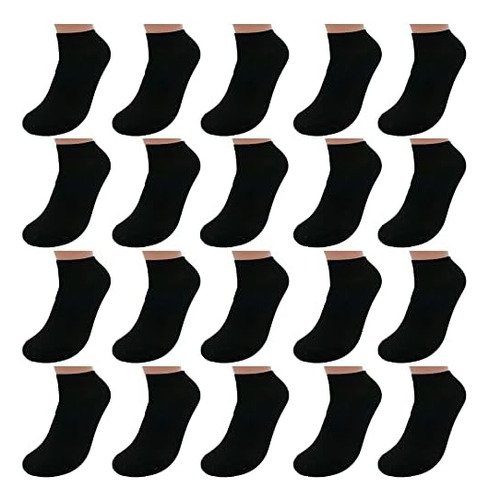 20 Pares De Calcetines De Corte Bajo Para Mujer (negro), Tal