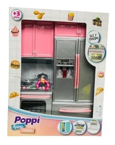 Set Cocina Chica Accesorios Sonido Luz Poppi