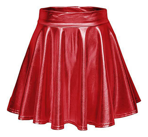 Falda Metálica Con Estampado Acampanado Brillante Y Rojo M U