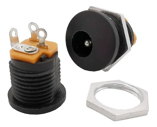10 Conector Dc Jack Pino Painel Com Rosca 