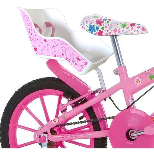 Cadeirinha Boneca Bicicleta Aro 14/16/20 Branco Com Rosa