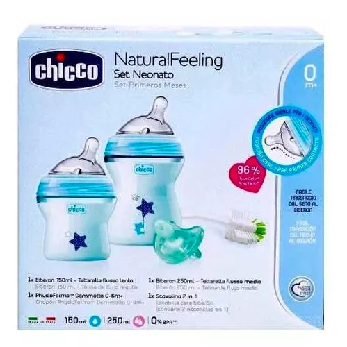 Set de Biberones CHICCO NATURAL FEELING Azul