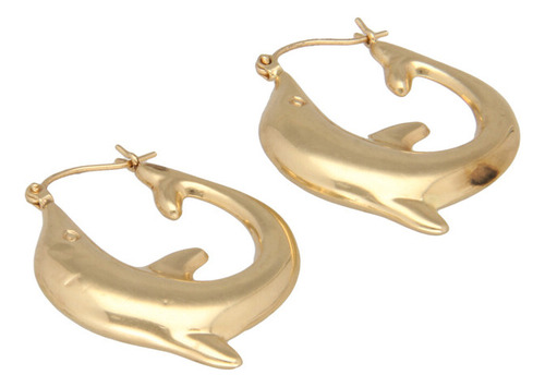 Arracada De 14k Oro Amarillo, Motivo Delfin 3.9 Gramos