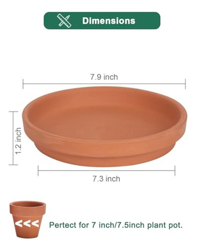 Plato Para Maceta De Terracota De 8 Pulgadas De Vensovo, 4