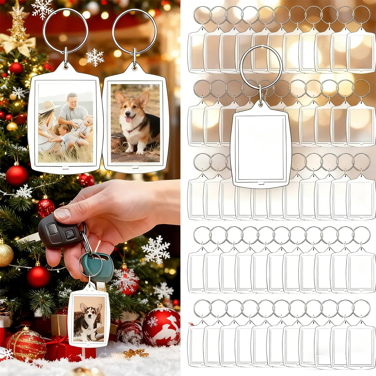 100 Pcs Llaveros Moda Acrilico Transparente De Fotos Diy