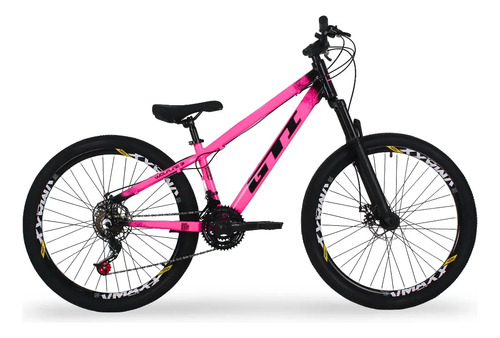 Bicicleta Gti Do Grau Wolfline Aro 26 Freeride Rosa Preto 21