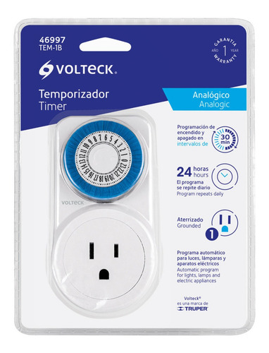 Temporizador Analógico 1 Evento 30 Min Volteck 46997