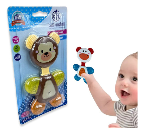 Sonajero Mordedor Llama Dientes  Gel Para Bebe Mono