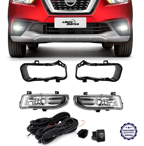 Kit Farol De Milha Nissan Kicks 2016 A 2019 Auxiliar Neblina