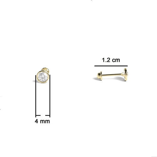 Imagen 3 de 8 de Broqueles Oro 10k Zirconia Blanca Biselada Bebe Niña Agálea