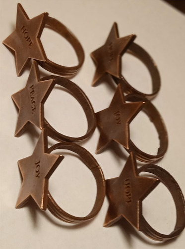 Imagen 4 de 5 de 6x Anillos Servilleteros Estrellas Cobre Premium