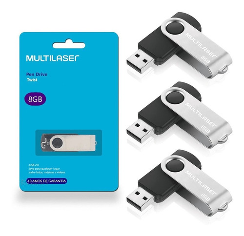 Kit 10 Pendrive 8gb Multilaser Usb Original C/ Nota Fiscal