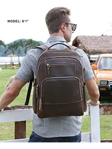 Taertii Mochila De Cuero Genuino De Grano Completo Para Homb