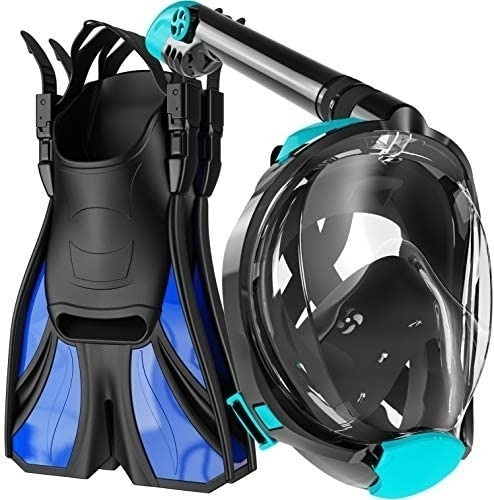 Set De Snorkel Para Adultos Máscara Completa + Aletas  