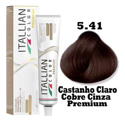  Coloração Itallian Color 60g Profissional Cores Diversas Tom 5.41 Castanho Claro Cobre Cinza Premium