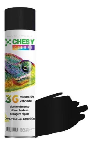 Tinta Spray Chesy Preto Brilhante 210g 400ml Chesiquimica