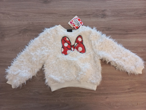 Sweater Buzo Peludito Disney Minnie 4-5 Años Con Etiqueta 
