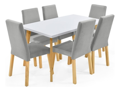 Set De Comedor Lugo Matiz 6p Sillas Galicia Diseño De La Tela De Las Sillas Plata