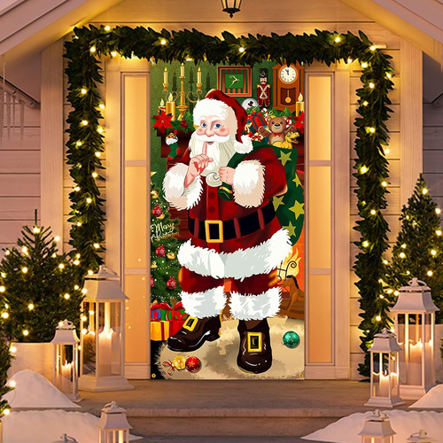 Cubierta Puerta Navidad, Decoración De Fiesta Para Hogar