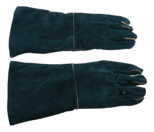 Guantes Resistentes Al Calor De Material Cuero, 40cm Verde