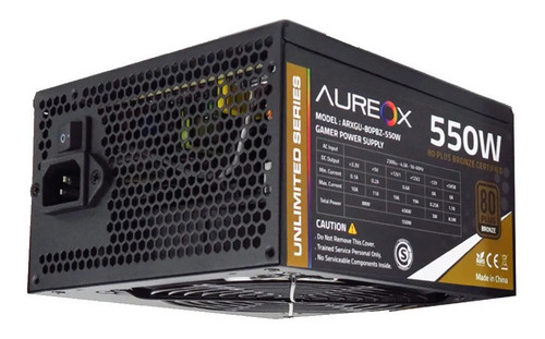 Imagen 1 de 2 de Fuente de alimentación para PC Aureox Unlimited Series ARXGU-80PBZ-550W 550W negra 230V