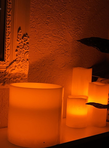 Imagen 6 de 10 de Pack X 4 Velas Velón Led Fanal Centro De Mesa Cera Importada