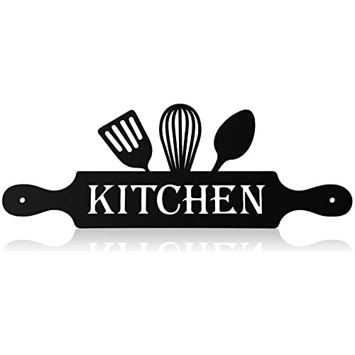 Letrero De Metal Cocina  Kitchen  Negro, Decoración De...