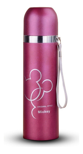 Garrafa Squeeze Mickey Térmica Aço Inox A Vacuo 500ml Rosa